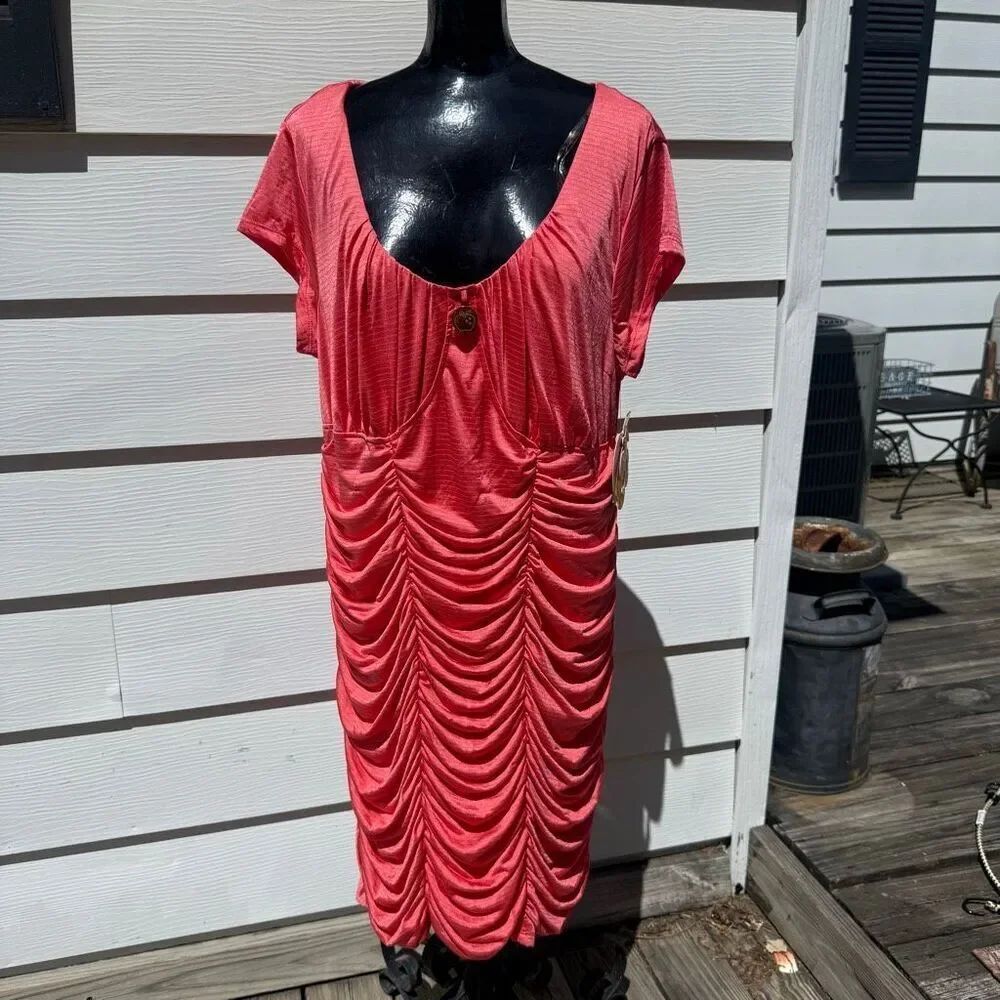 NWT Apple Bottoms Ruched Midi Dress Y2K Women’s 2XL - Picture 2 of 4